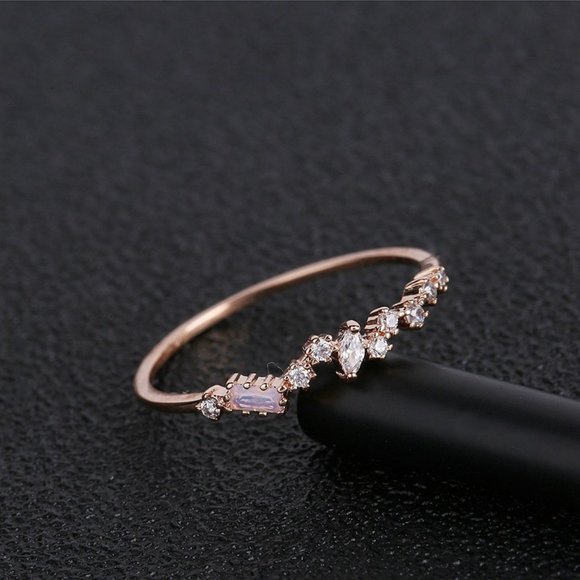 NEW Diamond Geometric Rose Gold Ring - Picture 6 of 7